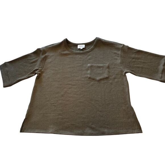 Andree By Unit Over Sized All Day Appeal Top Medium Sage Olive front Pocket - Picture 2 of 12